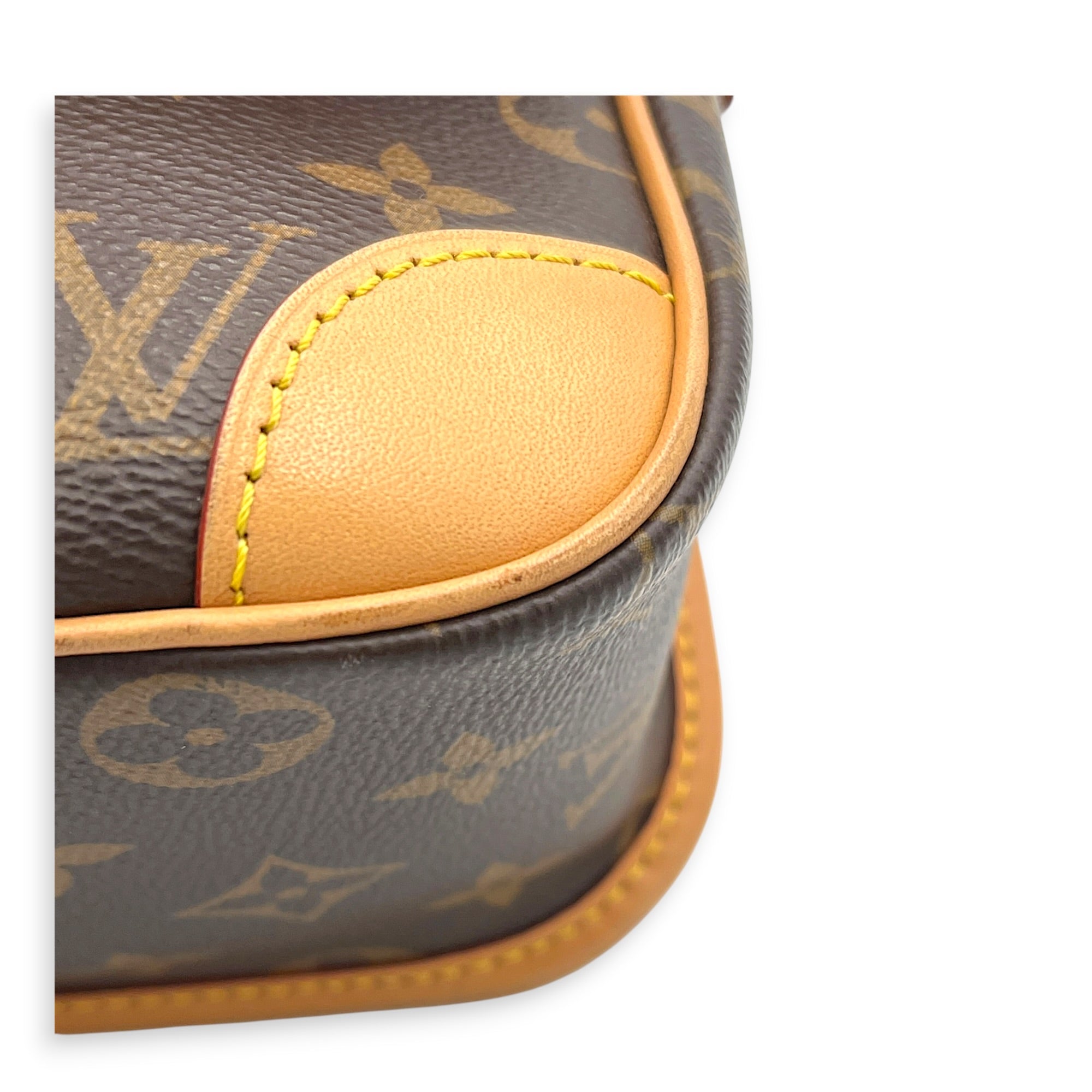 Diane Shoulder Bag Brown in Monogram Coated Canvas, Gold hardware