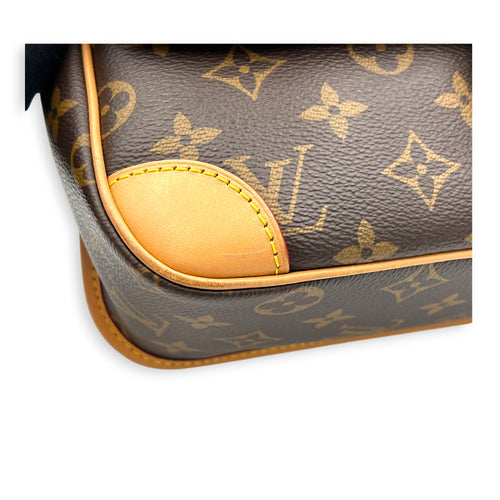 Diane Shoulder Bag Brown in Monogram Coated Canvas, Gold hardware