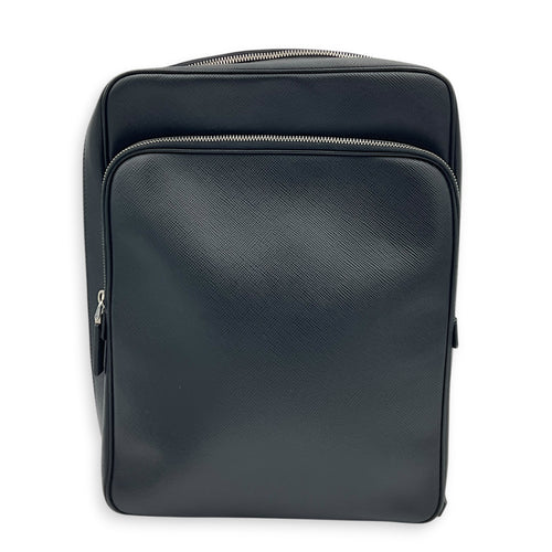 Logo Backpack Black in Saffiano Leather, Silver hardware