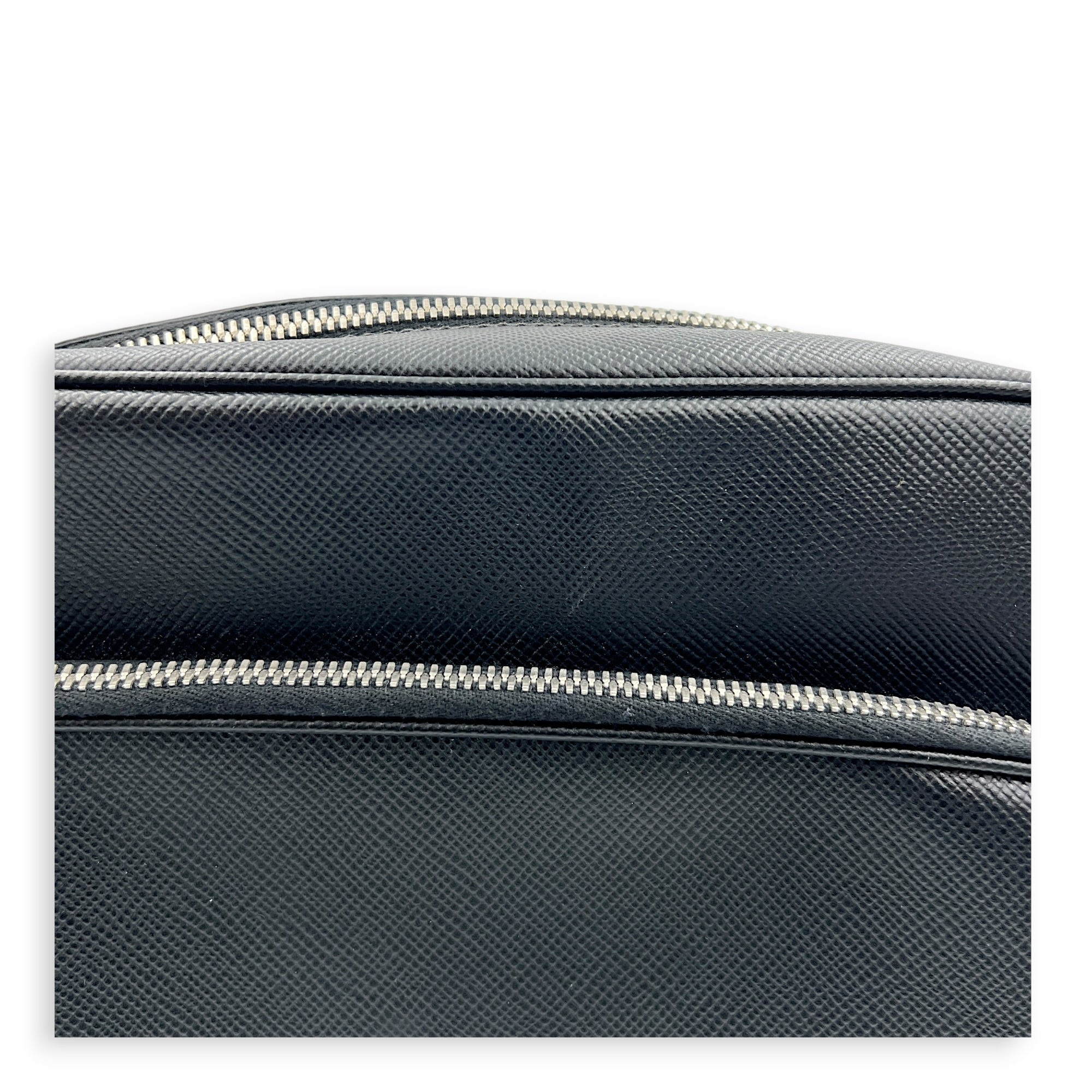 Logo Backpack Black in Saffiano Leather, Silver hardware