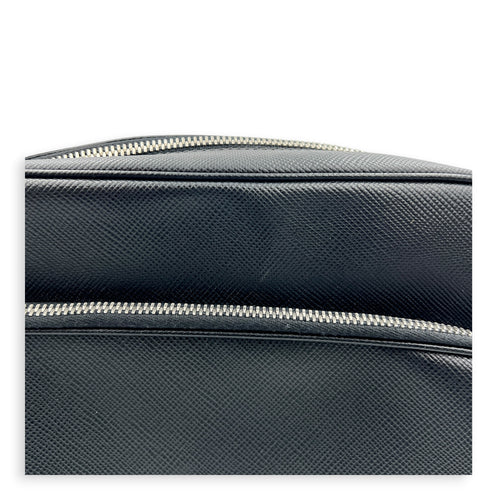 Logo Backpack Black in Saffiano Leather, Silver hardware