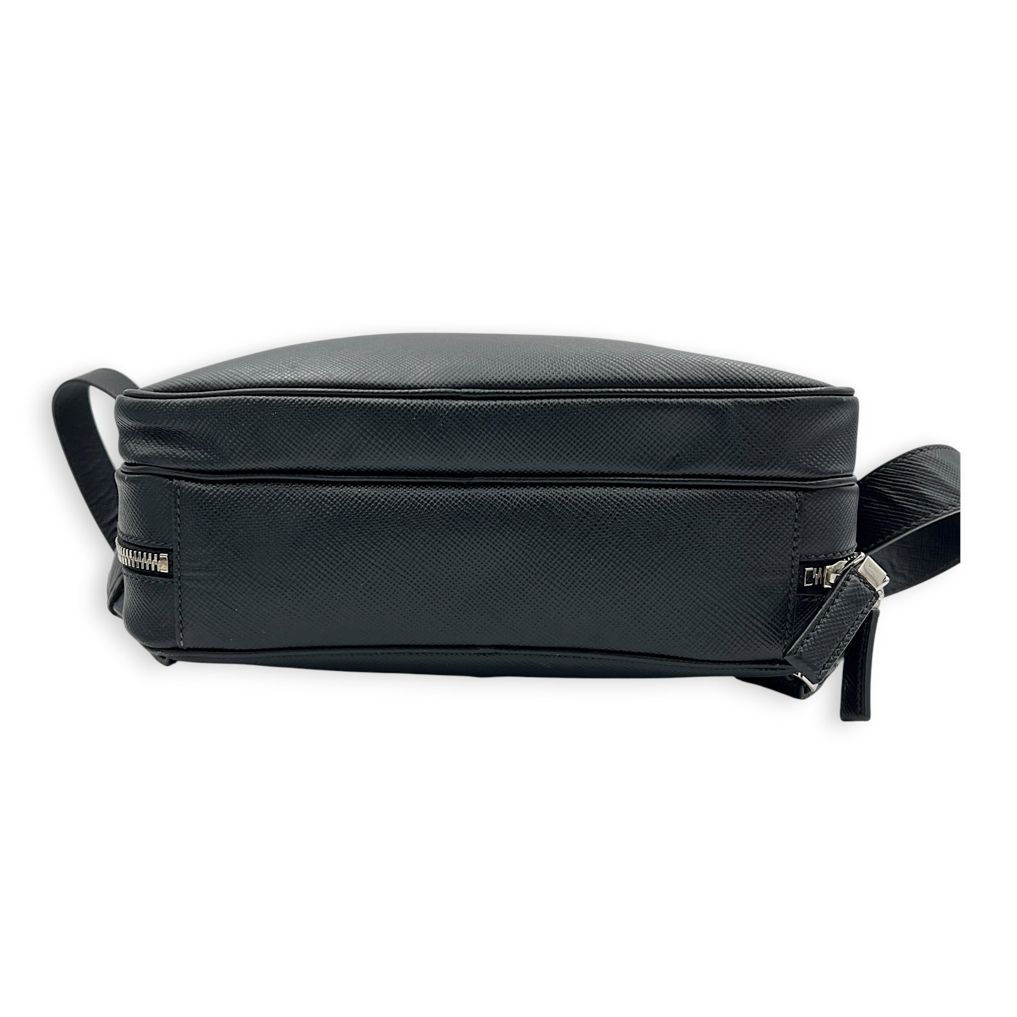 Logo Backpack Black in Saffiano Leather, Silver hardware