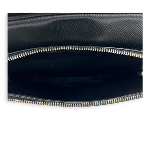 Logo Backpack Black in Saffiano Leather, Silver hardware