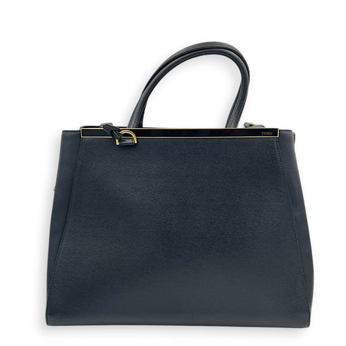2Jours Top Handle Bag Black in Calfskin, Gold hardware