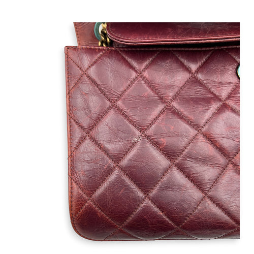 Perfect Edge Shoulder Bag Red in Calfskin, Gold hardware