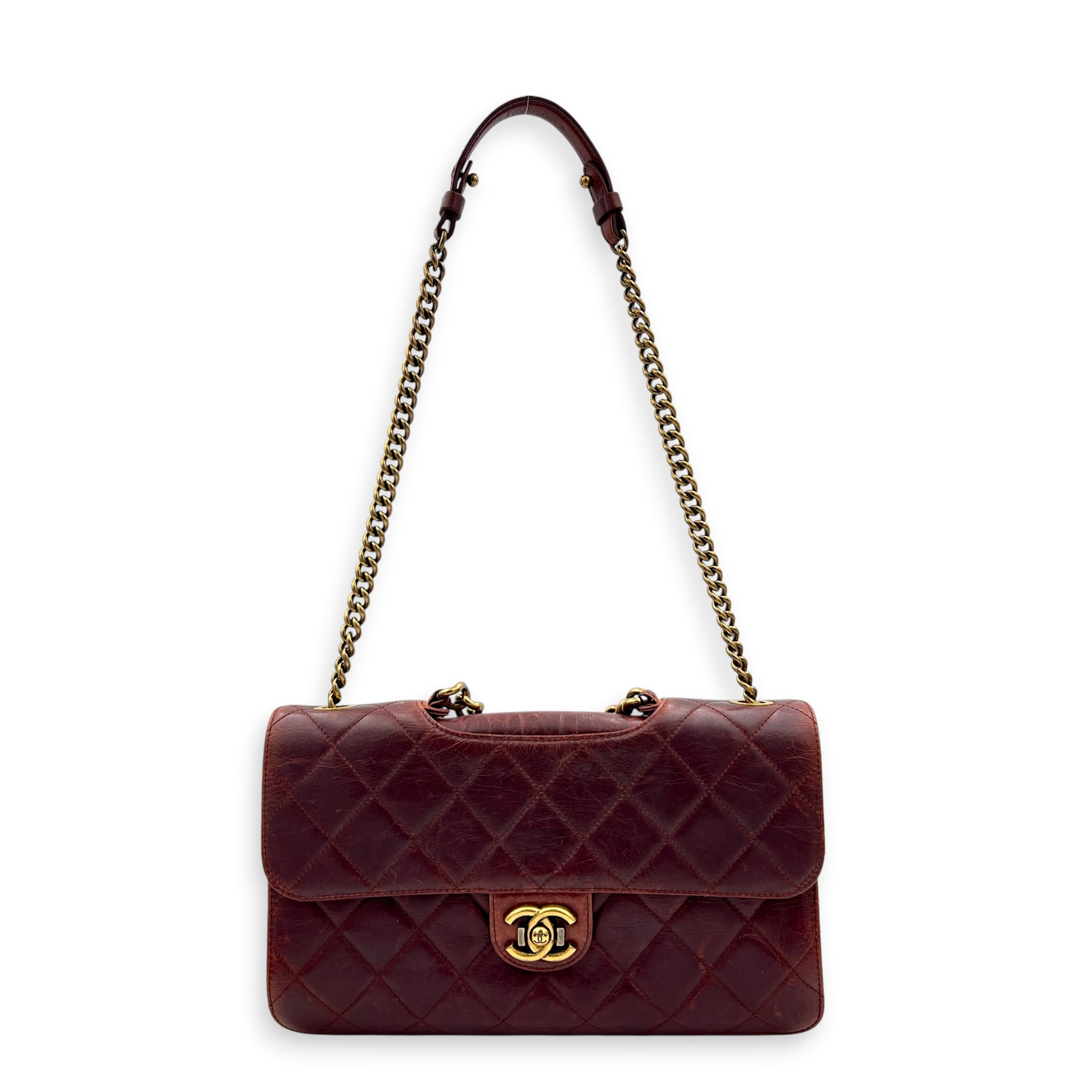 Perfect Edge Shoulder Bag Red in Calfskin, Gold hardware