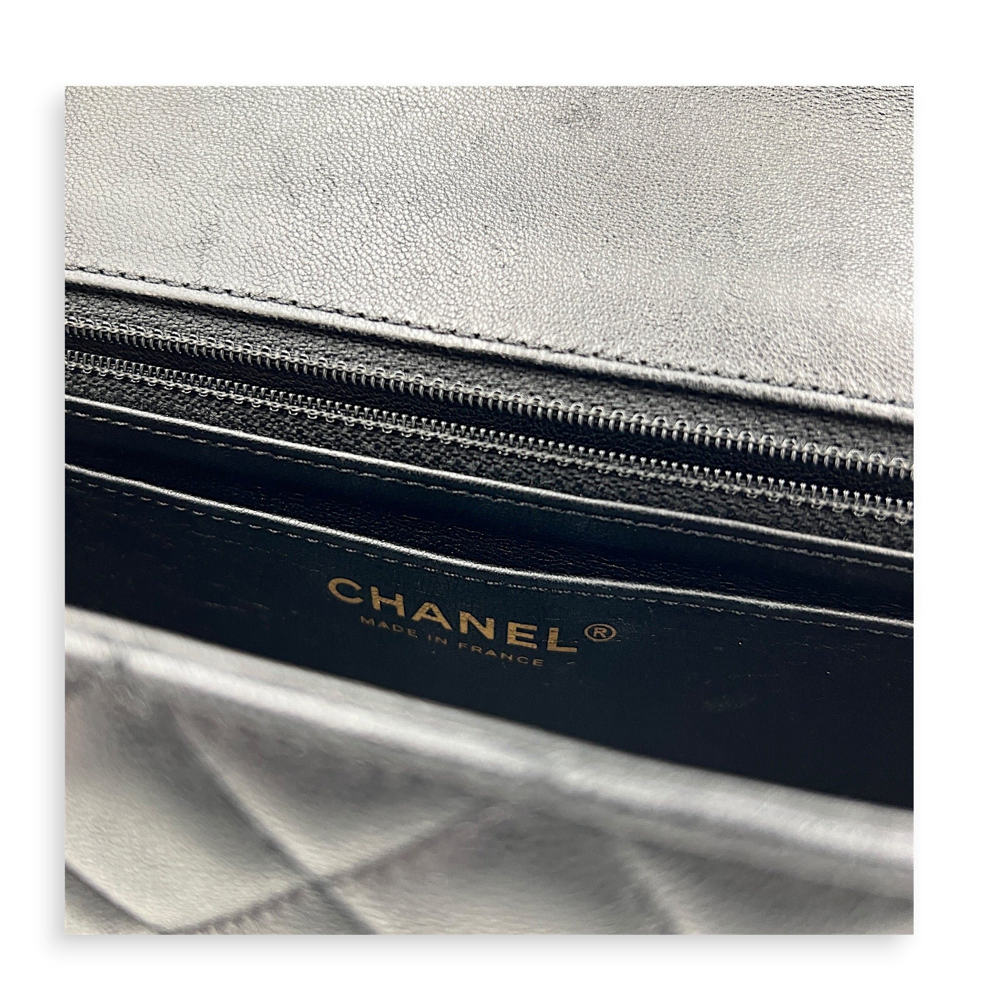24C Rectangle Top Black Top Handle Bag in Lambskin, Gold hardware