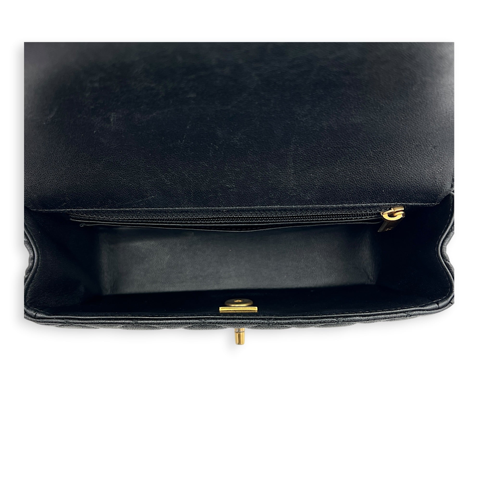 24C Rectangle Top Black Top Handle Bag in Lambskin, Gold hardware