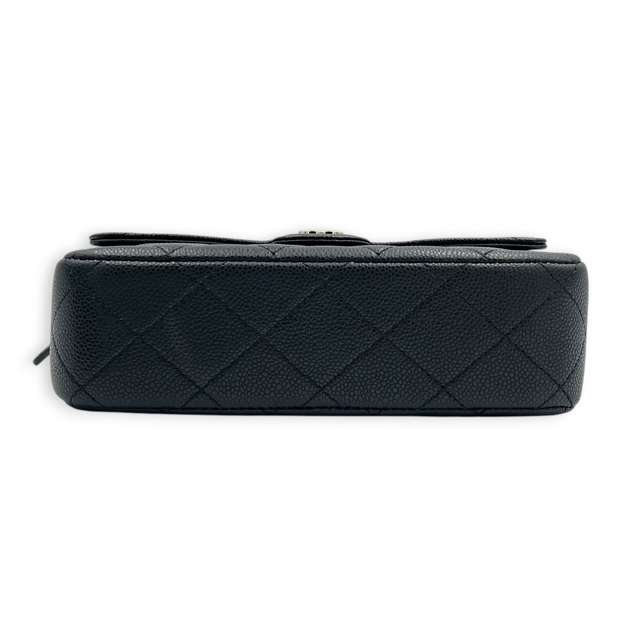25C Camera Black Crossbody Bag in Caviar Leather, Gold hardware