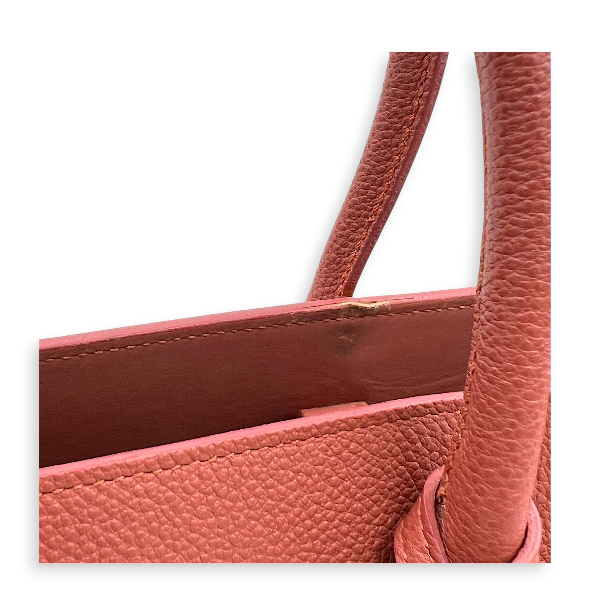 Sac de Jour Top Handle Bag Small Brick Red in Calfskin, Silver hardware