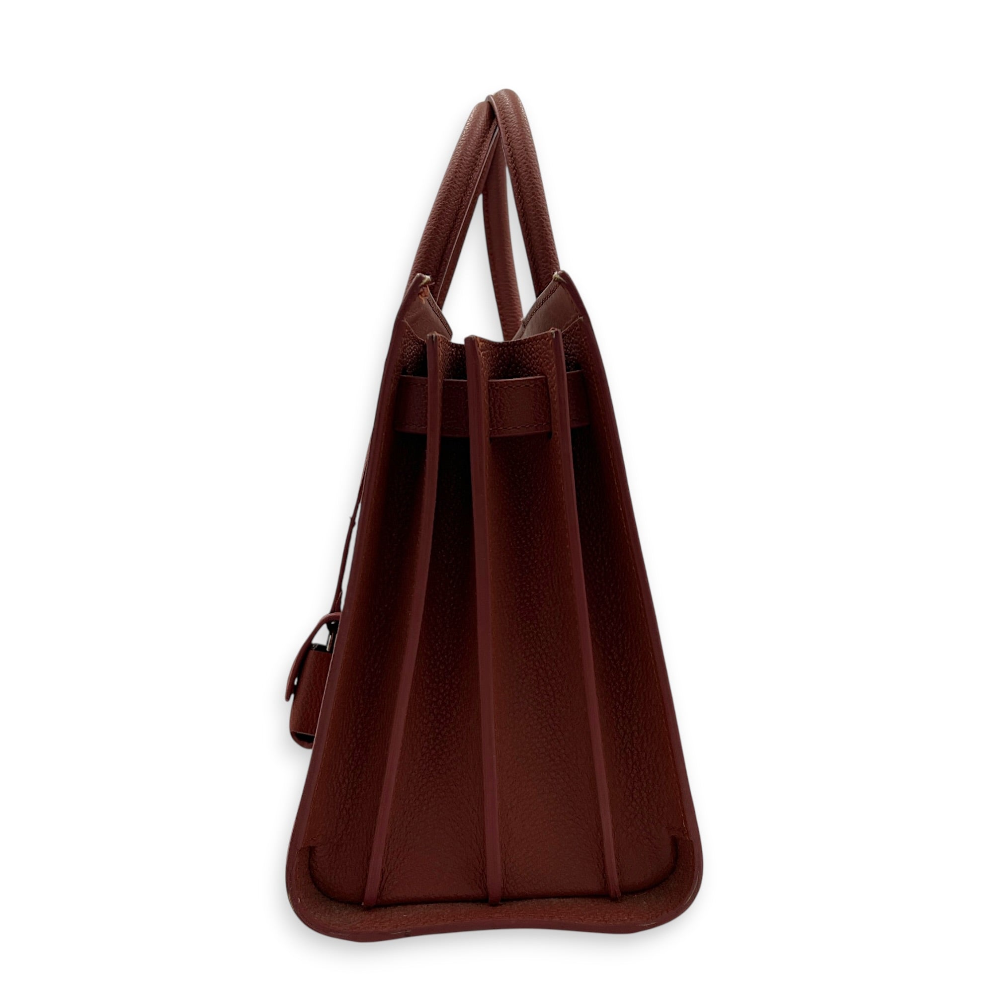Sac de Jour Top Handle Bag Small Brick Red in Calfskin, Silver hardware