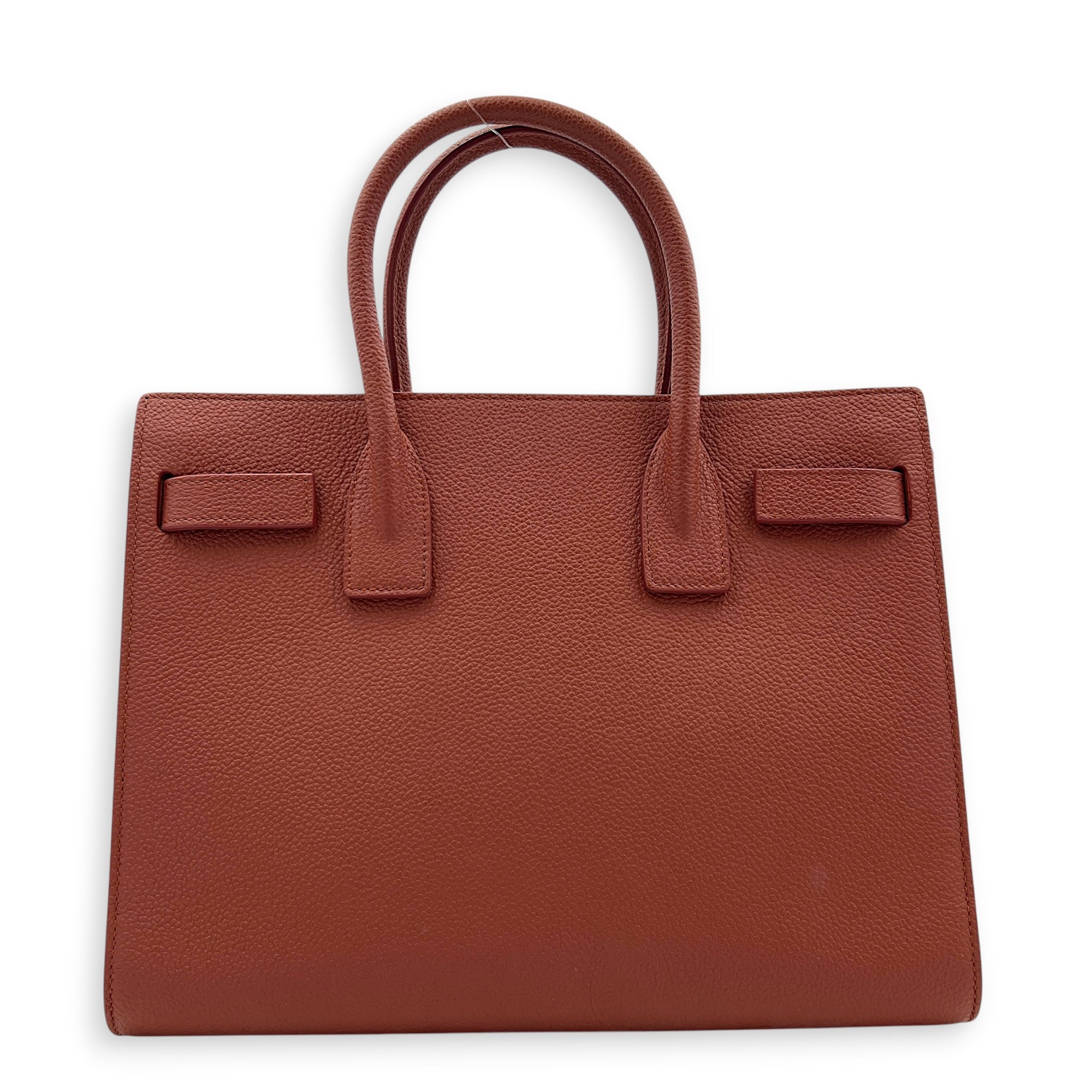 Sac de Jour Top Handle Bag Small Brick Red in Calfskin, Silver hardware