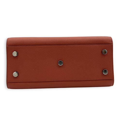 Sac de Jour Top Handle Bag Small Brick Red in Calfskin, Silver hardware
