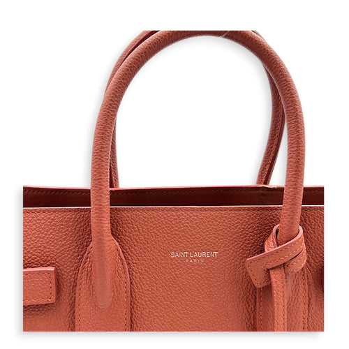 Sac de Jour Top Handle Bag Small Brick Red in Calfskin, Silver hardware