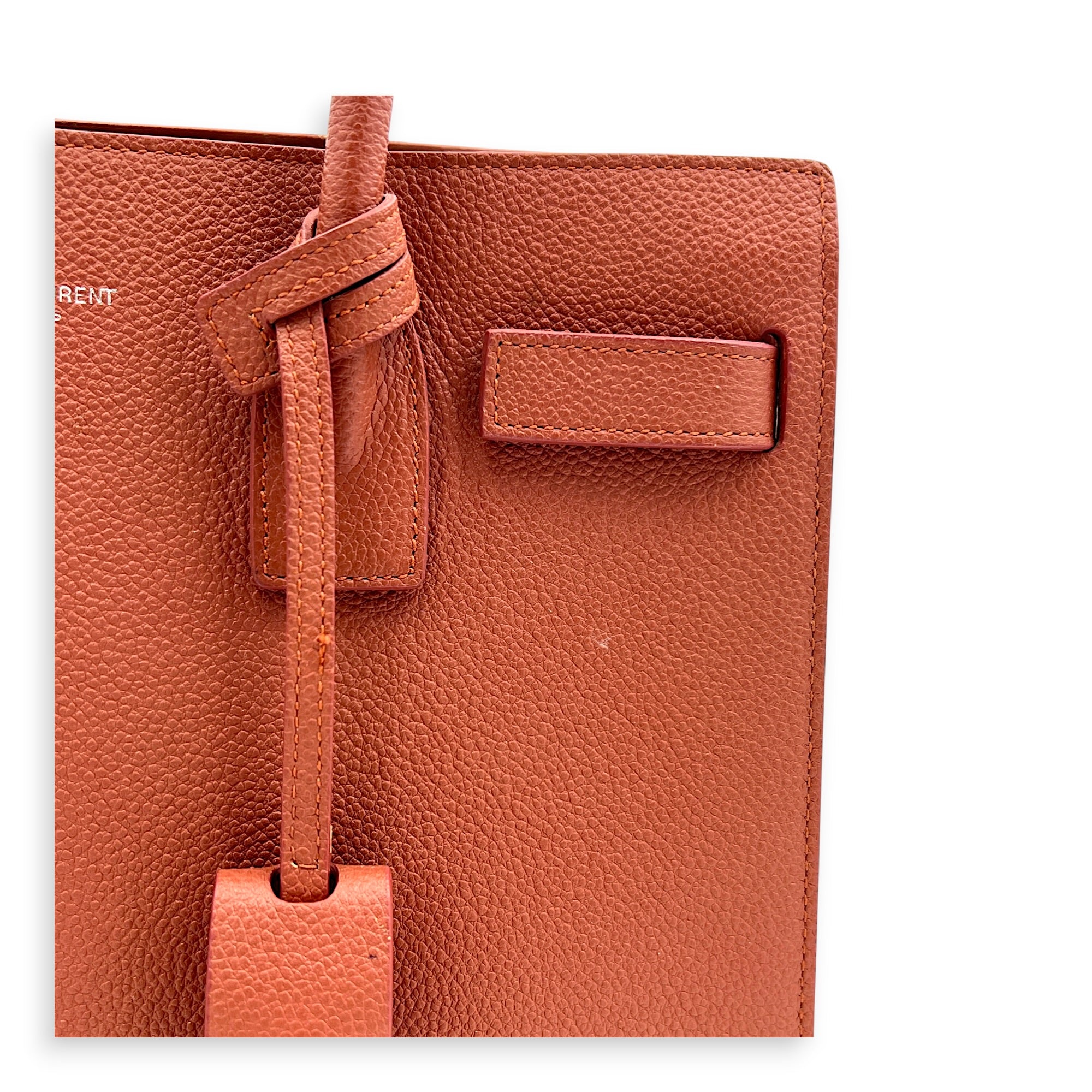Sac de Jour Top Handle Bag Small Brick Red in Calfskin, Silver hardware