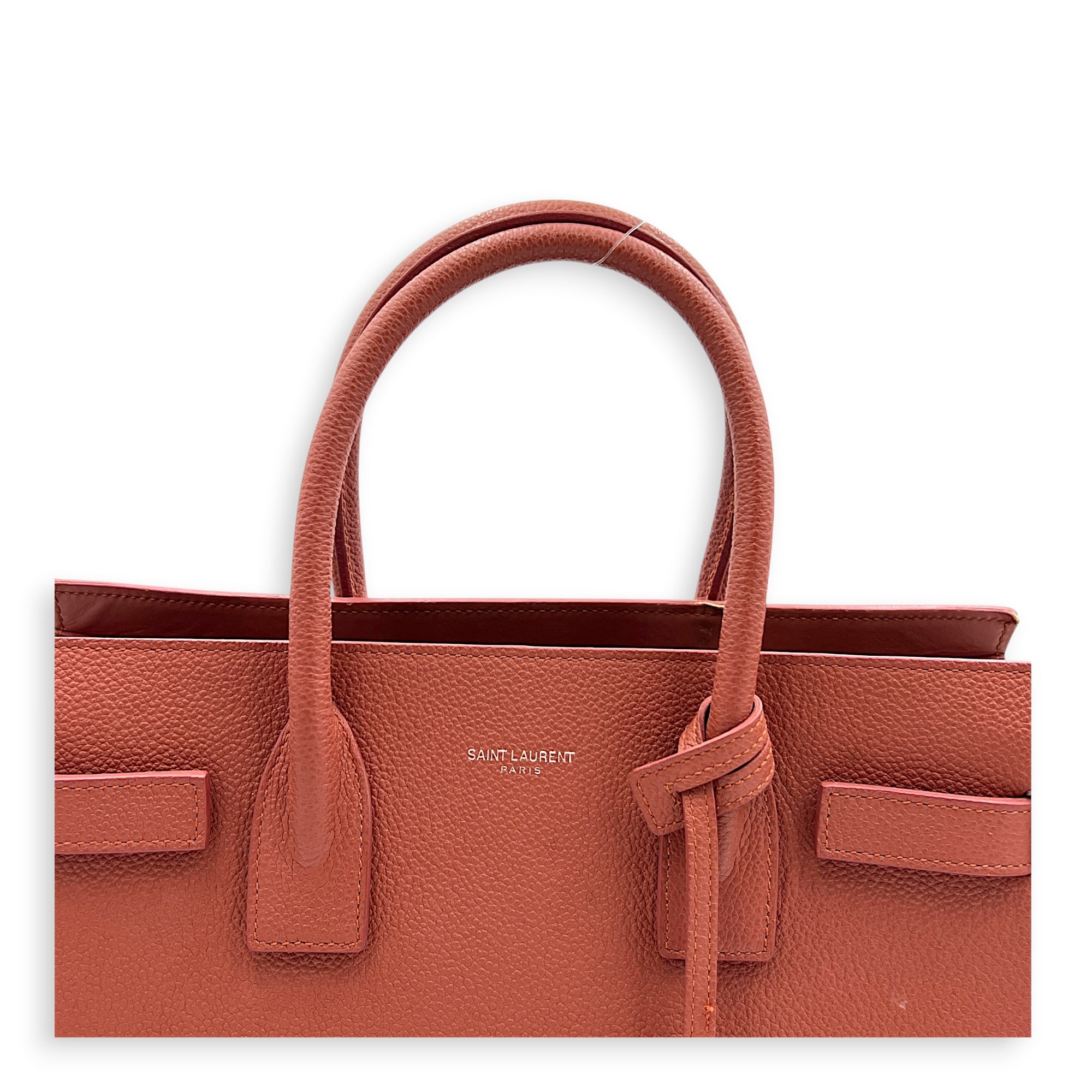 Sac de Jour Top Handle Bag Small Brick Red in Calfskin, Silver hardware