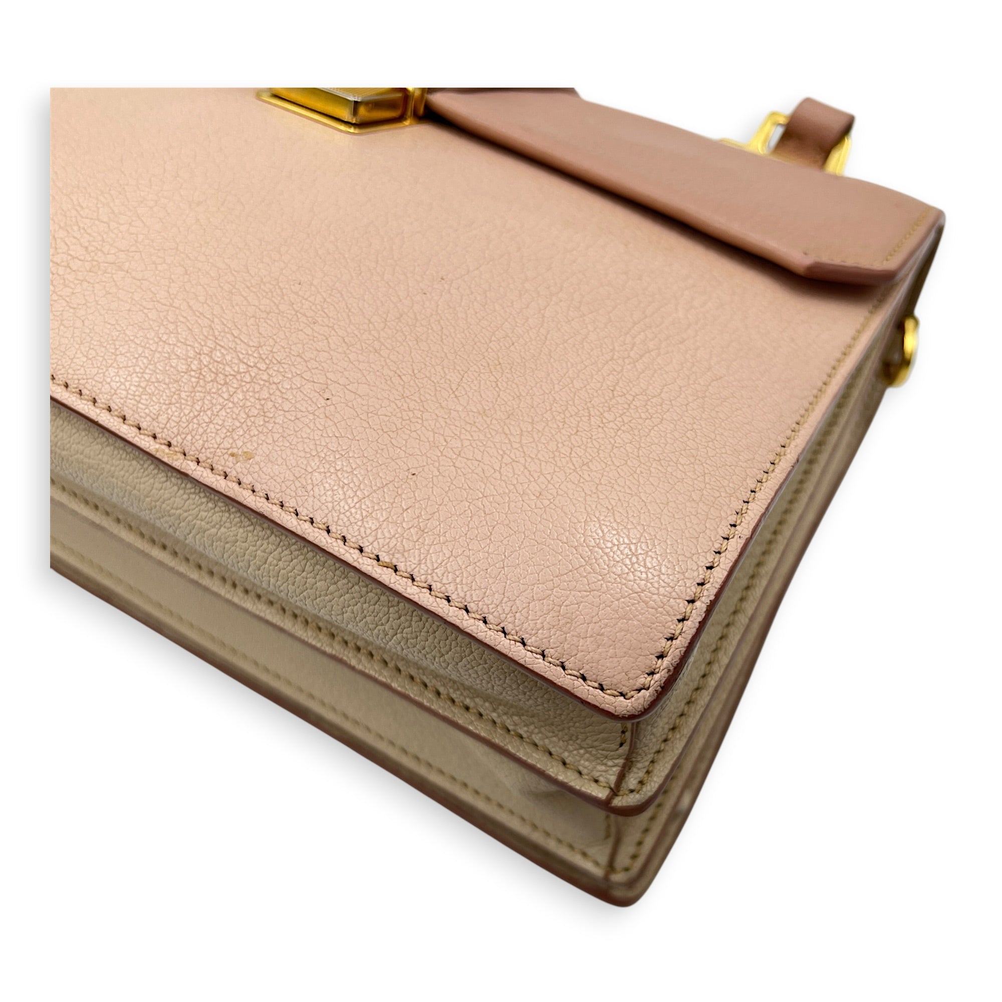 Madras Top Handle Bag Pink in Goat Leather, Gold hardware