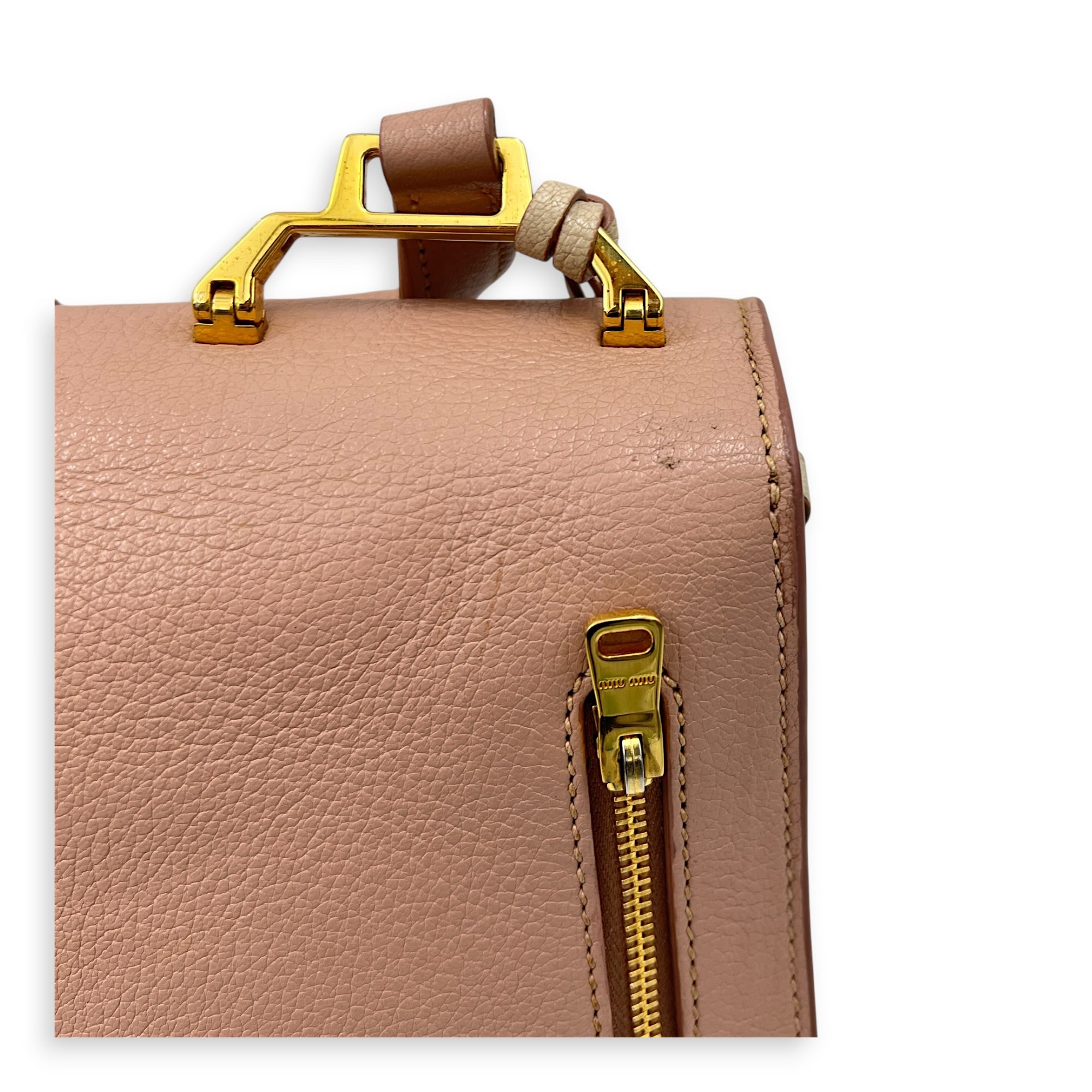 Madras Top Handle Bag Pink in Goat Leather, Gold hardware