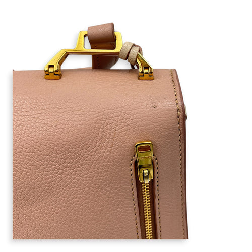 Madras Top Handle Bag Pink in Goat Leather, Gold hardware