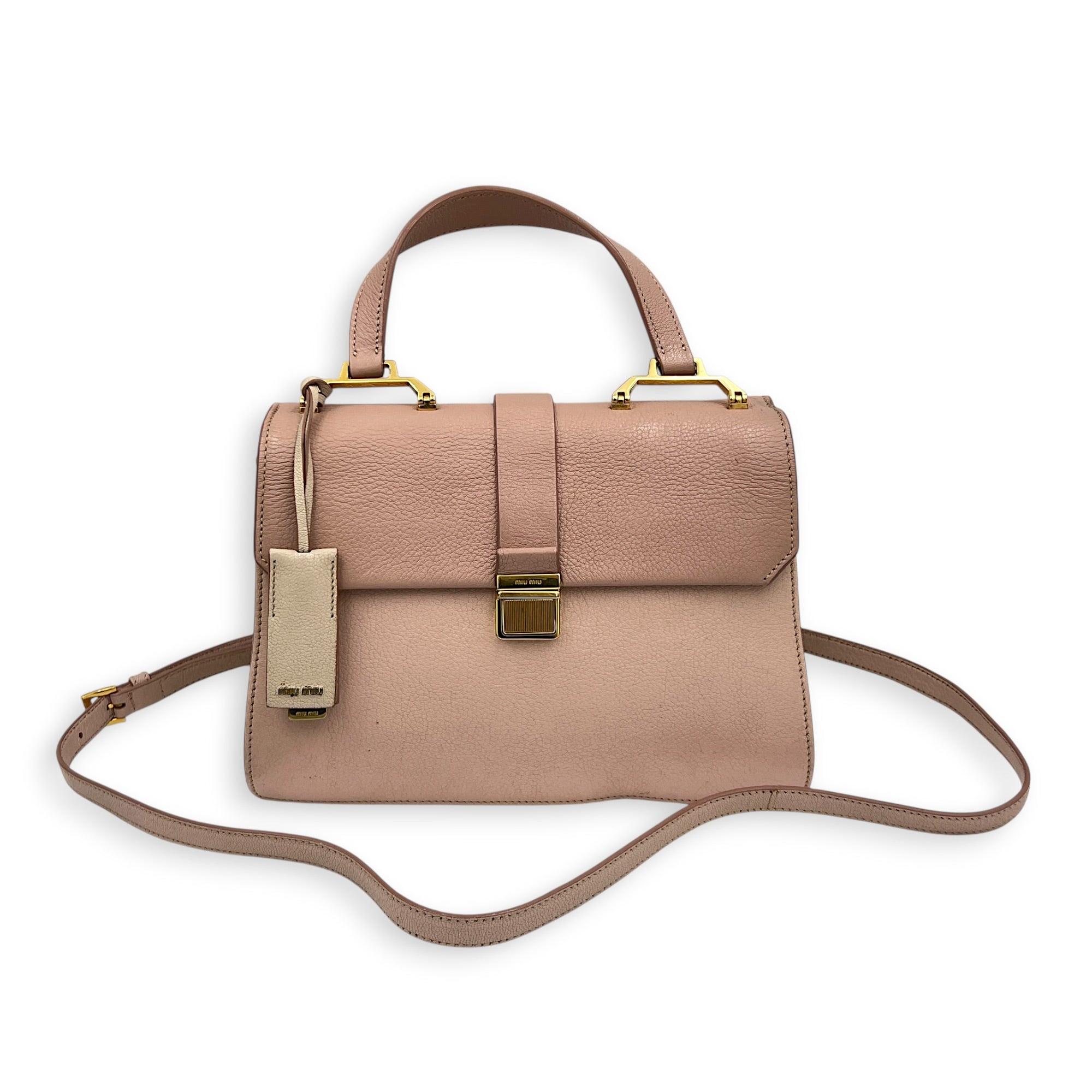 Madras Top Handle Bag Pink in Goat Leather, Gold hardware