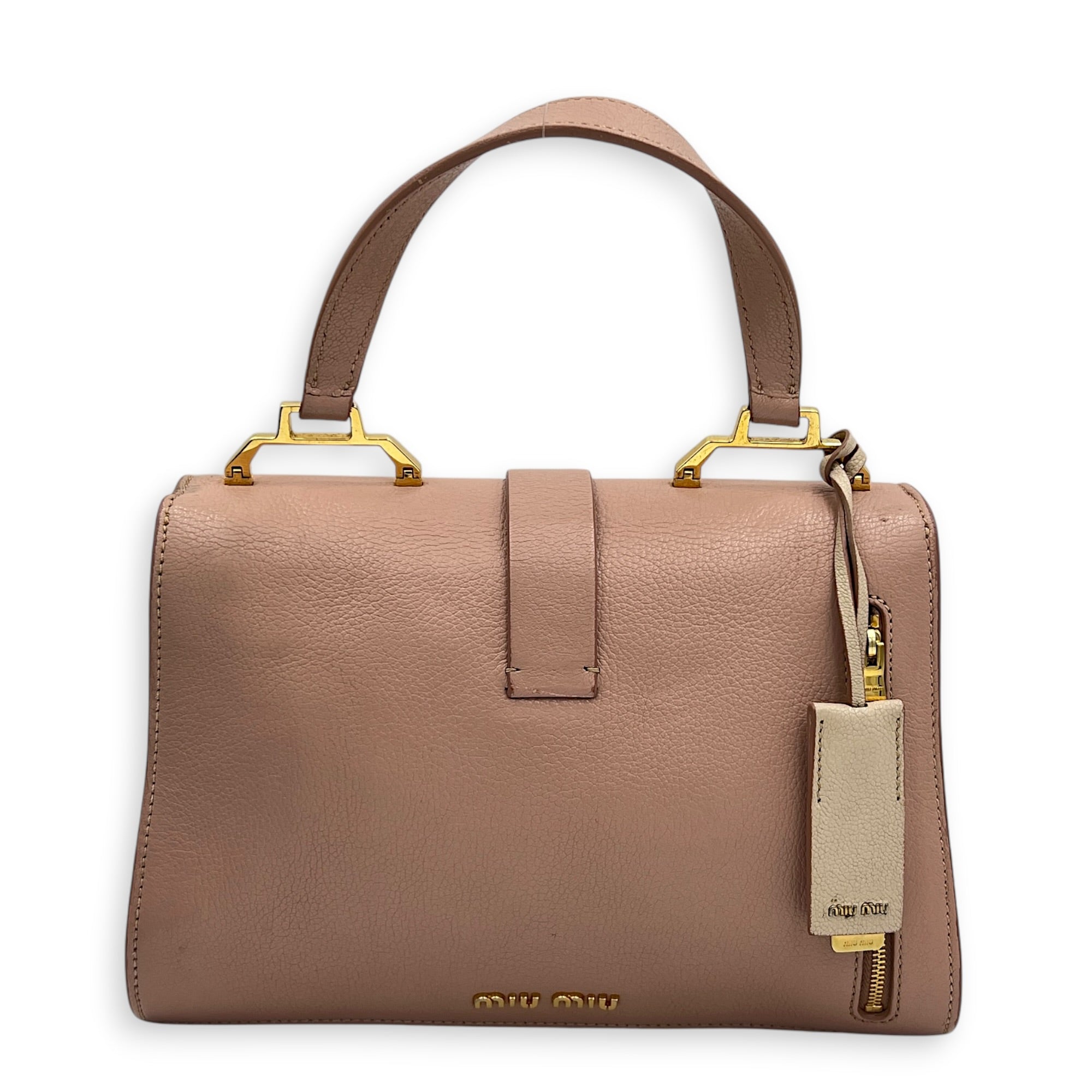 Madras Top Handle Bag Pink in Goat Leather, Gold hardware