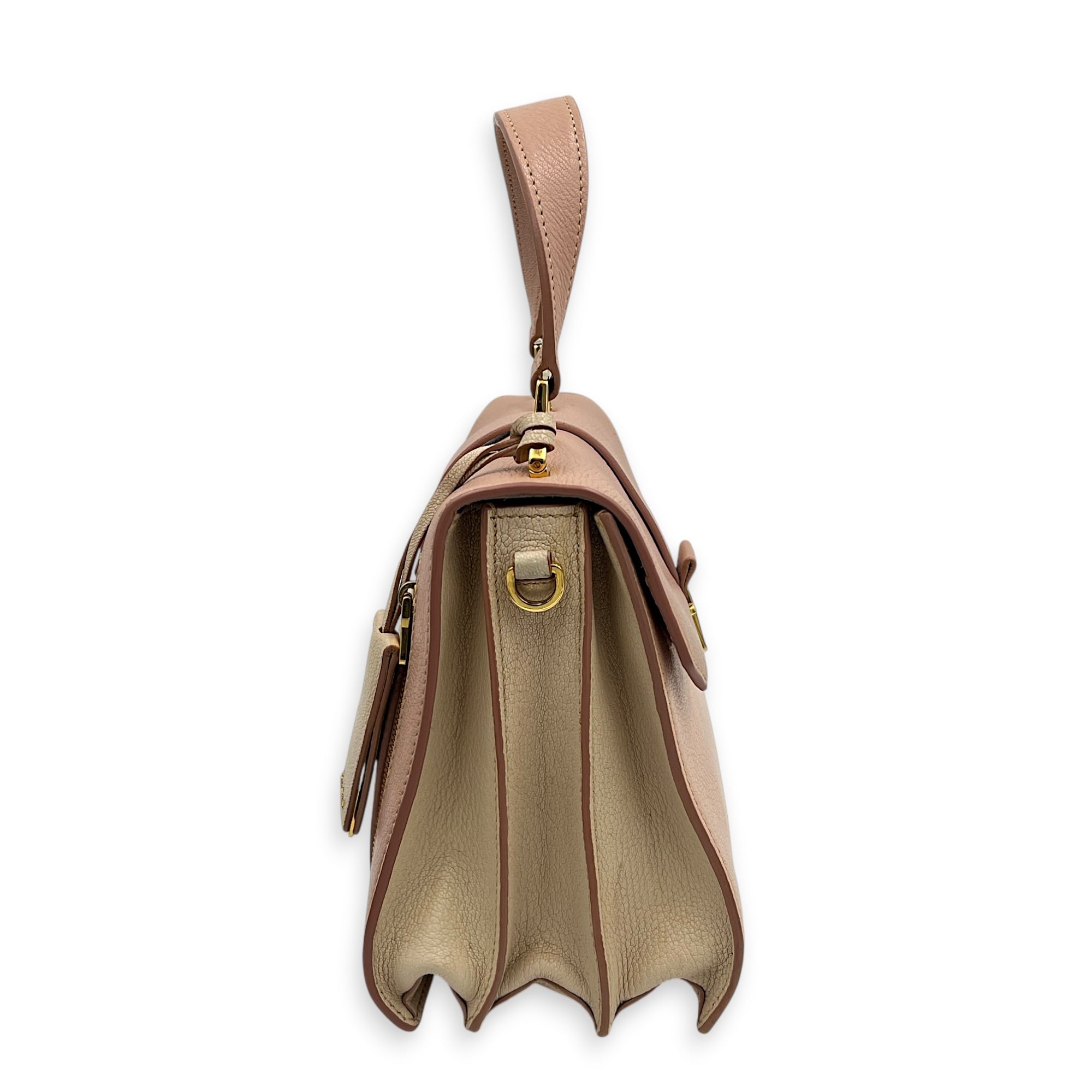 Madras Top Handle Bag Pink in Goat Leather, Gold hardware