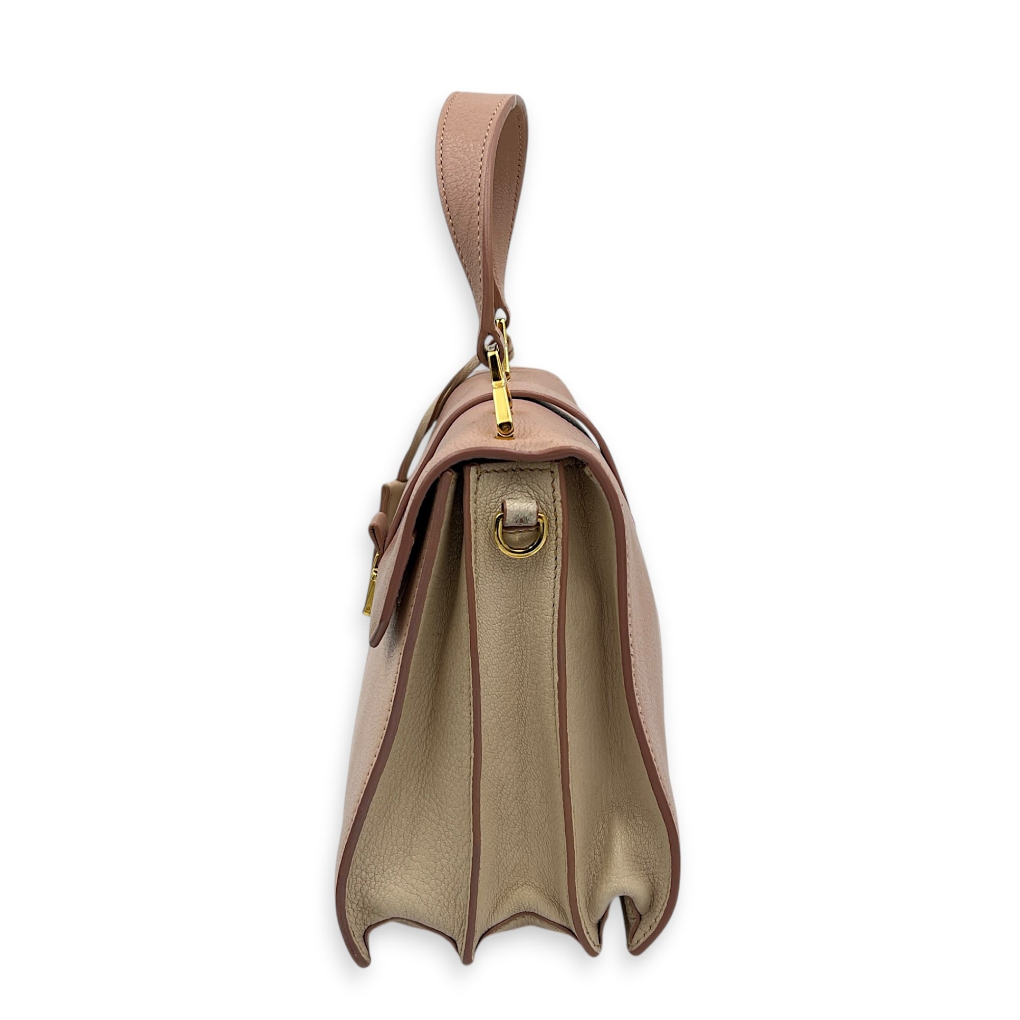 Madras Top Handle Bag Pink in Goat Leather, Gold hardware