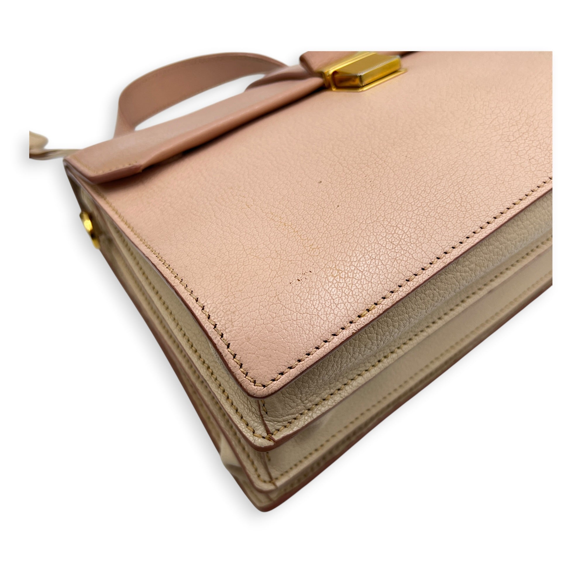 Madras Top Handle Bag Pink in Goat Leather, Gold hardware