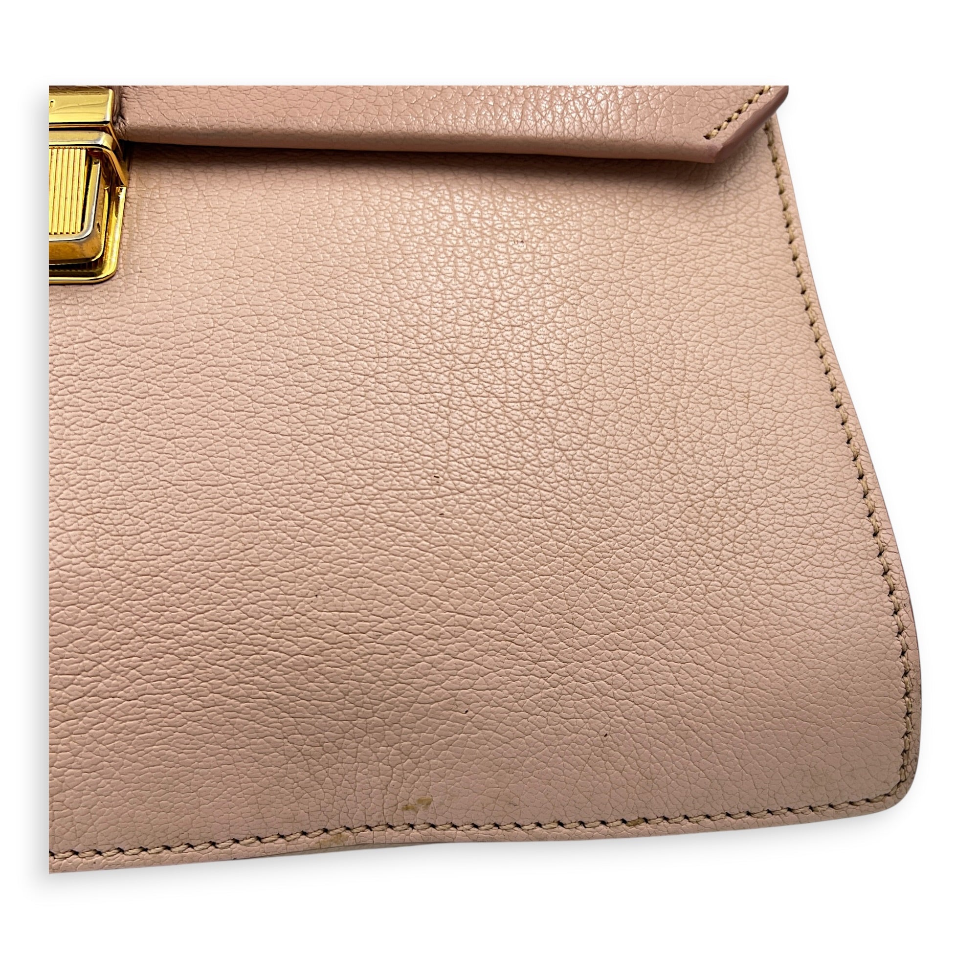 Madras Top Handle Bag Pink in Goat Leather, Gold hardware