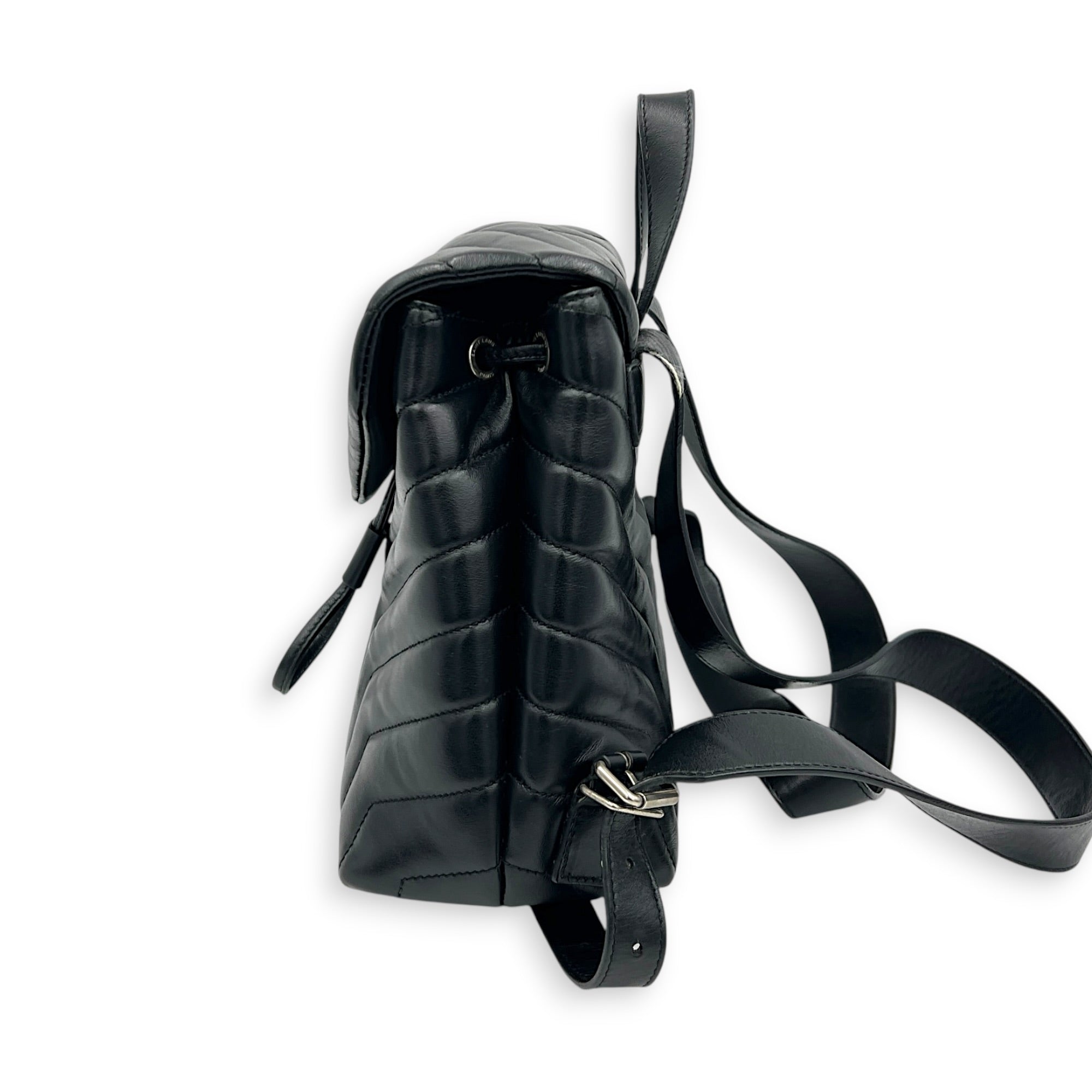 Loulou Backpack Black, Silver hardware