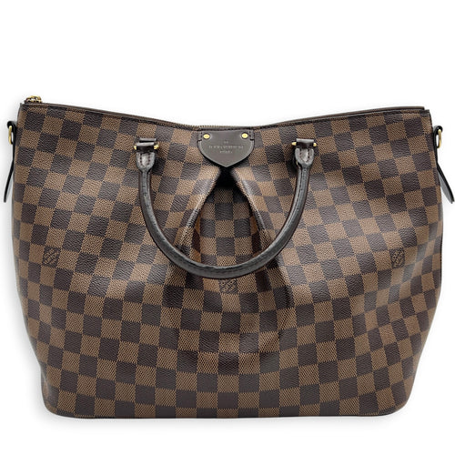 Siena GM Brown Top Handle Bag in Coated Canvas, Gold hardware
