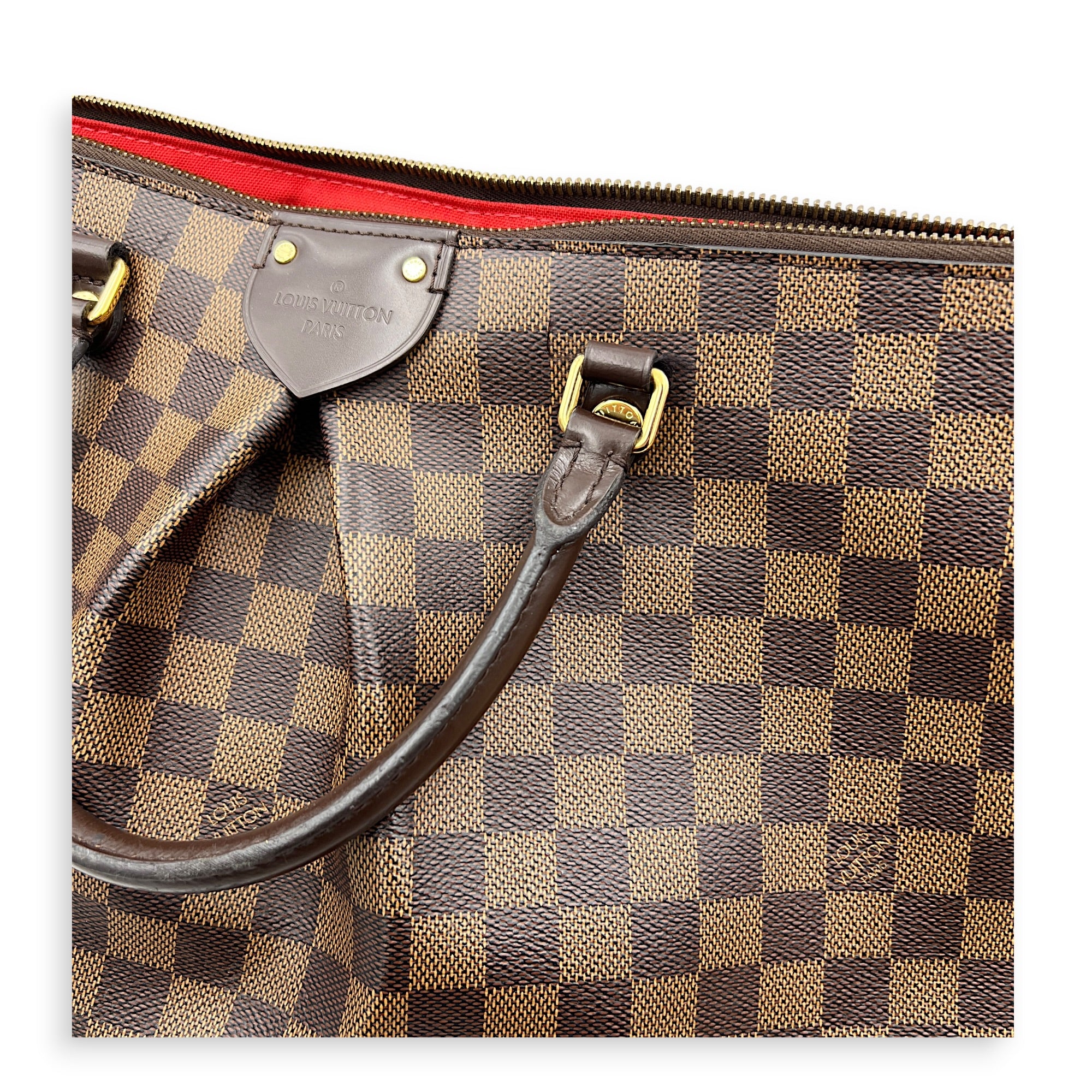 Siena GM Brown Top Handle Bag in Coated Canvas, Gold hardware