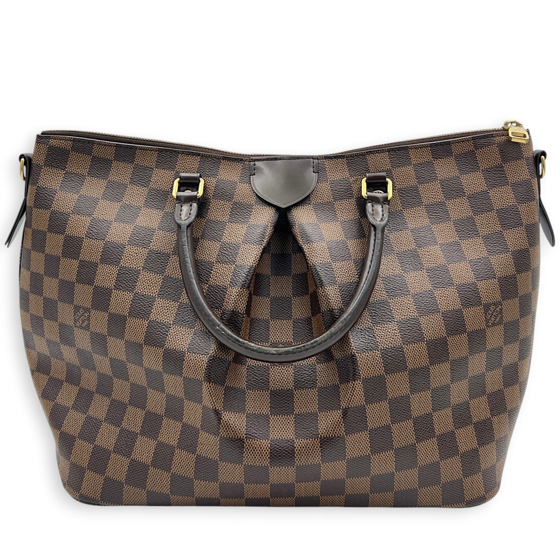 Siena GM Brown Top Handle Bag in Coated Canvas, Gold hardware