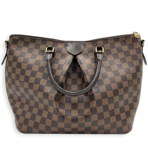 Siena GM Brown Top Handle Bag in Coated Canvas, Gold hardware