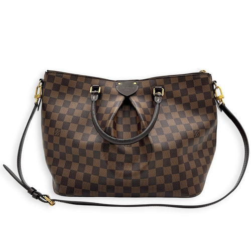 Siena GM Brown Top Handle Bag in Coated Canvas, Gold hardware