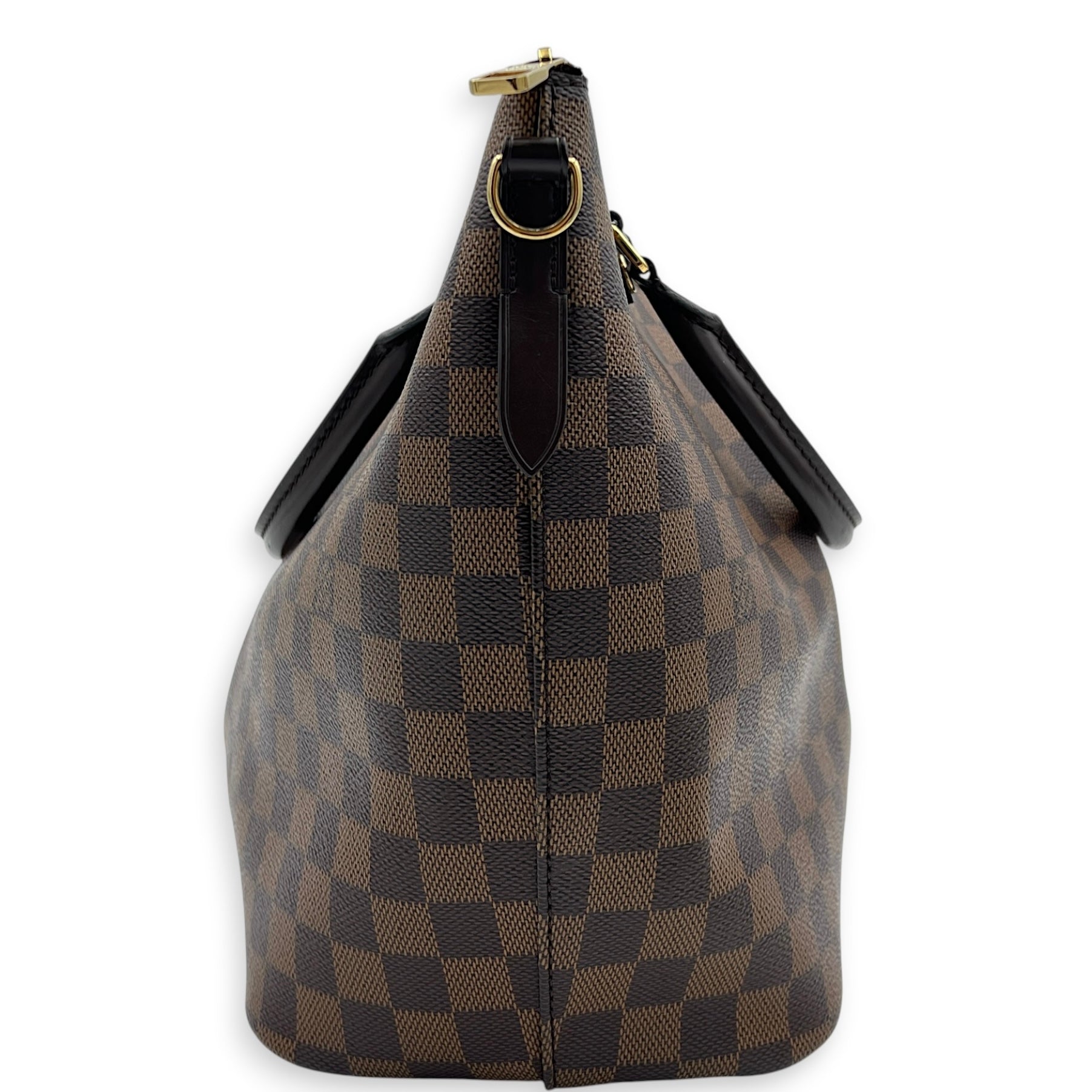 Siena GM Brown Top Handle Bag in Coated Canvas, Gold hardware