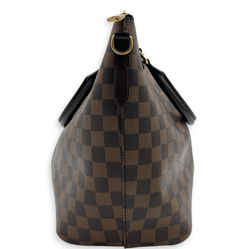 Siena GM Brown Top Handle Bag in Coated Canvas, Gold hardware