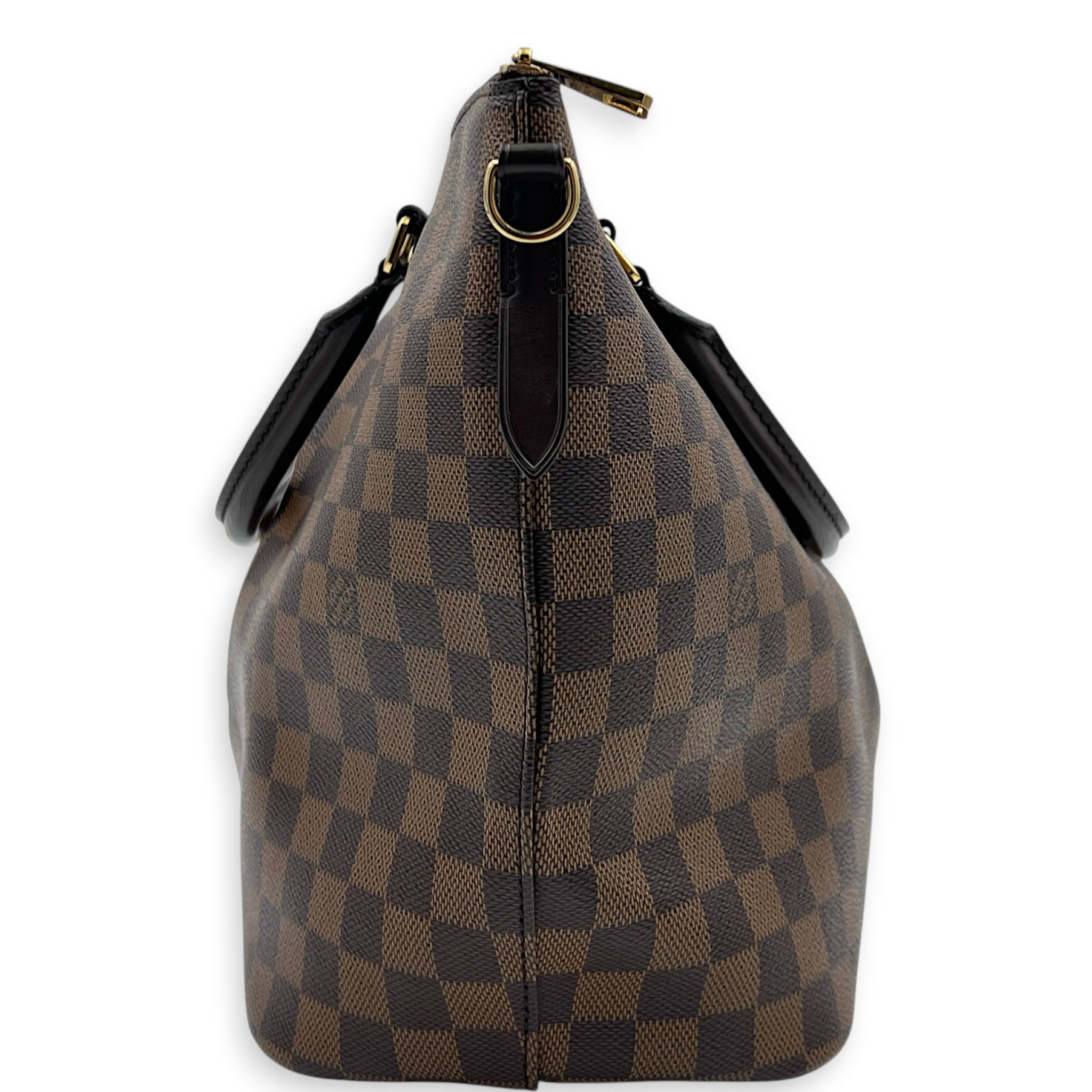 Siena GM Brown Top Handle Bag in Coated Canvas, Gold hardware
