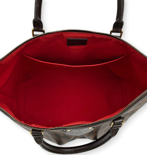 Siena GM Brown Top Handle Bag in Coated Canvas, Gold hardware