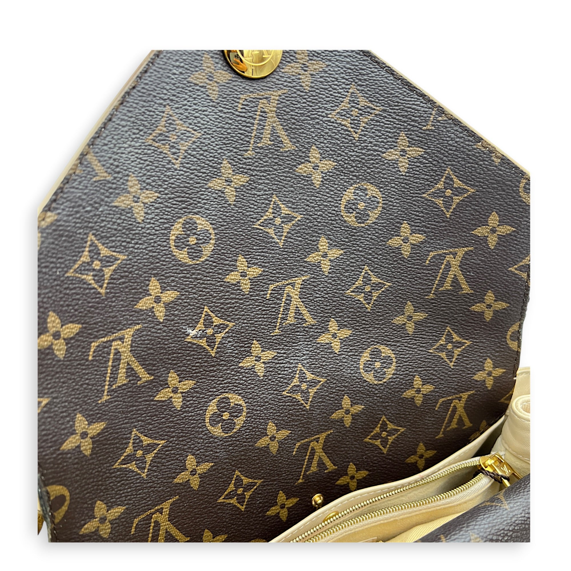 Double V Top Handle Bag White in Calfskin/ Coated Canvas, Gold hardware