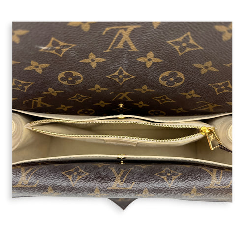Double V Top Handle Bag White in Calfskin/ Coated Canvas, Gold hardware