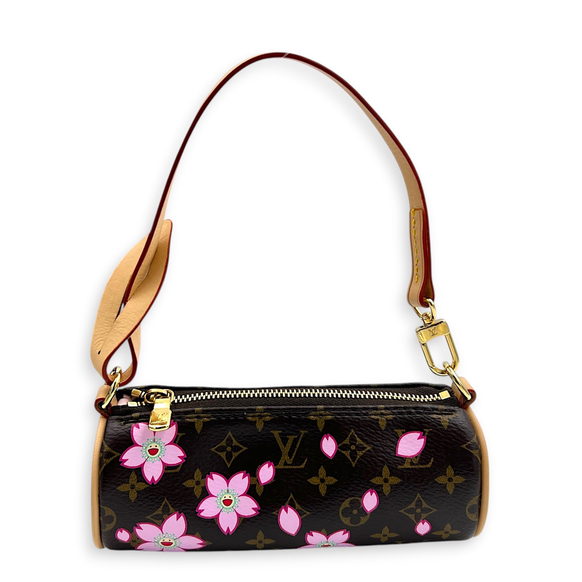 Papillon Shoulder Bag Cherry Blossom x Murakami in Monogram Coated Canvas, Gold hardware