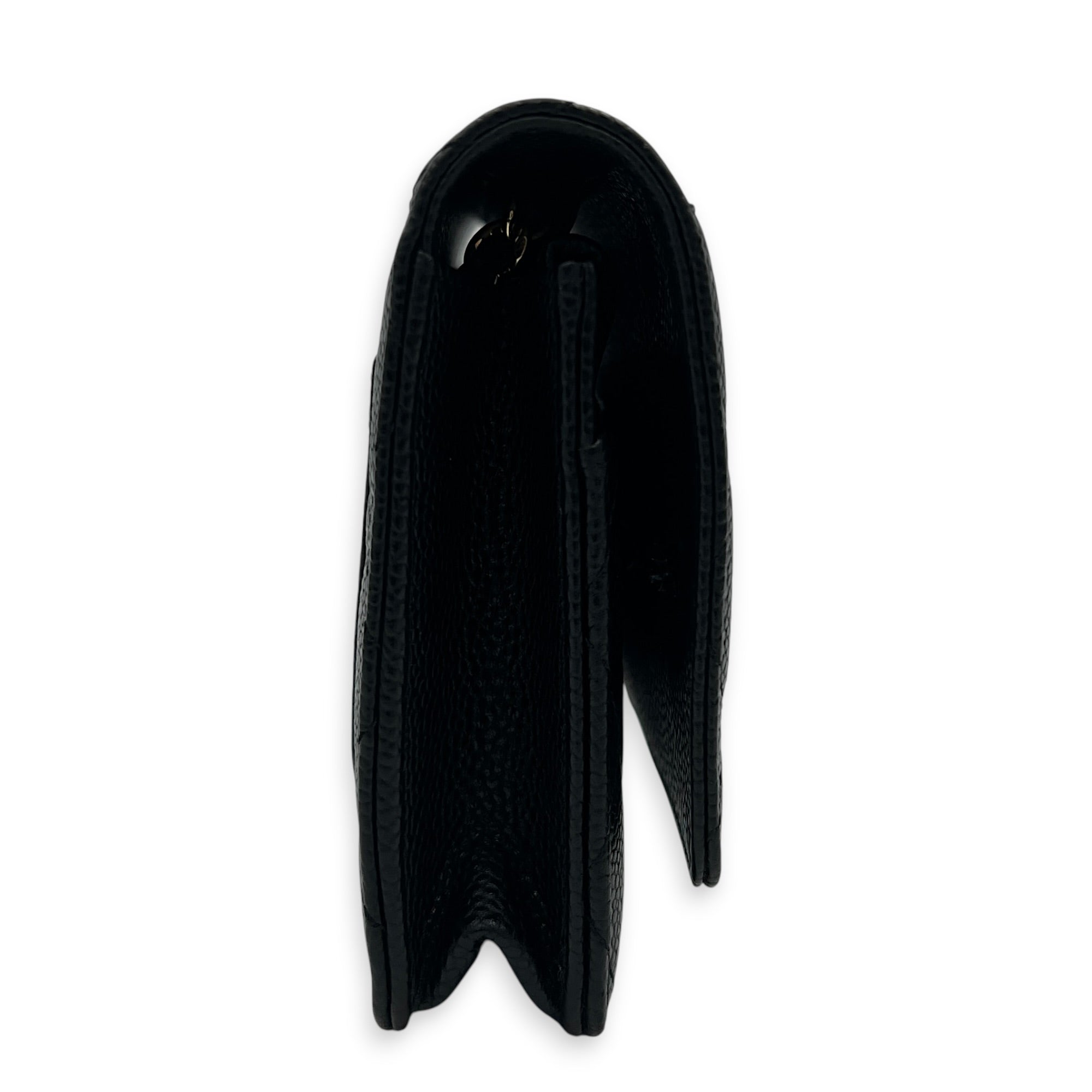CC Wallet On Chain Black in Caviar Leather, Gold hardware