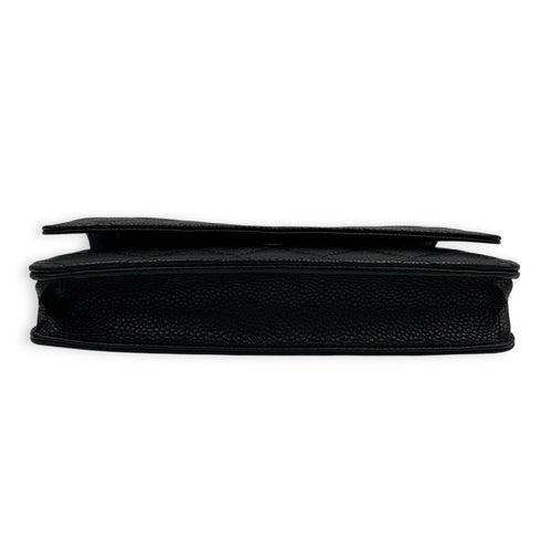 CC Wallet On Chain Black in Caviar Leather, Gold hardware
