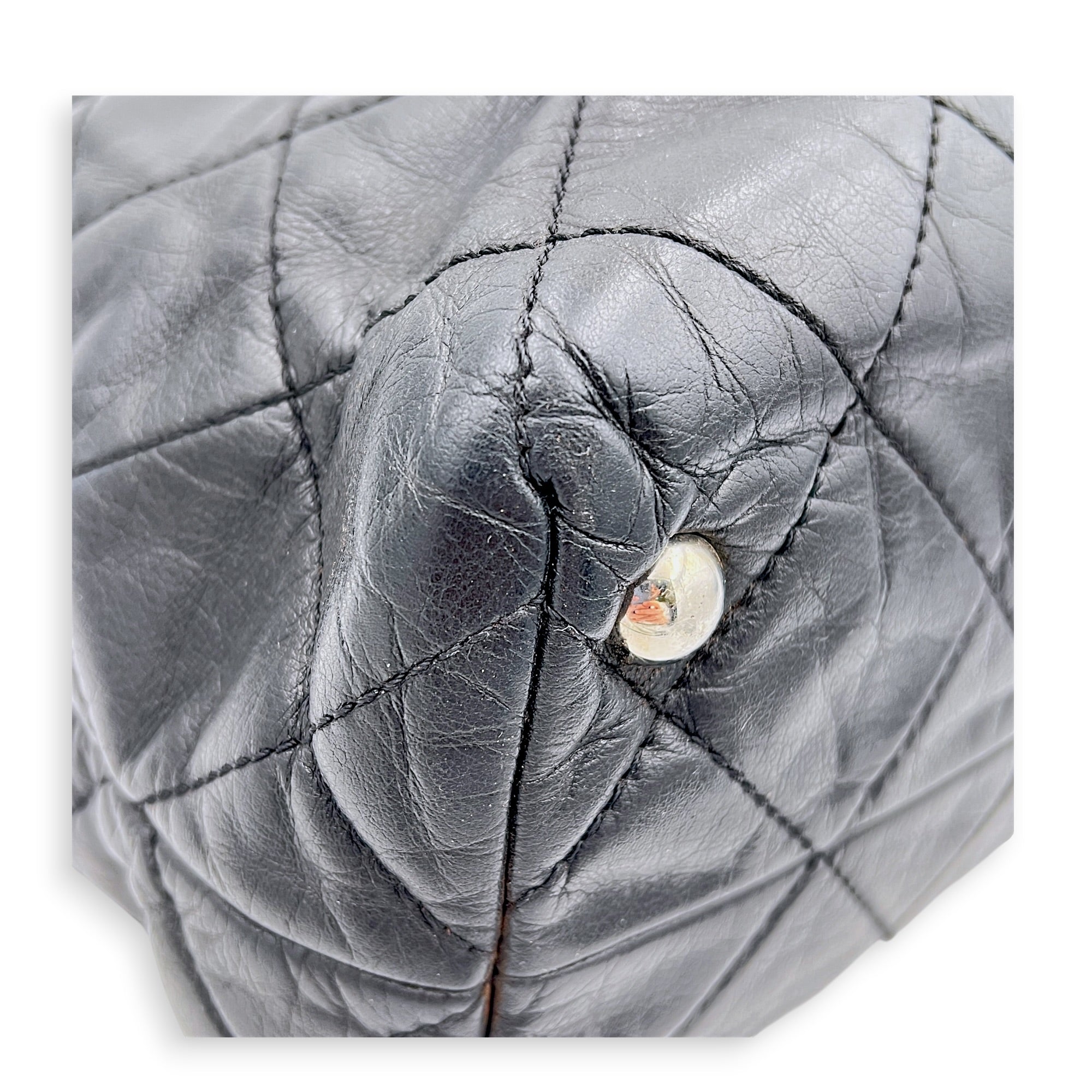 In The Business Black Tote Bag in Calfskin, Silver hardware