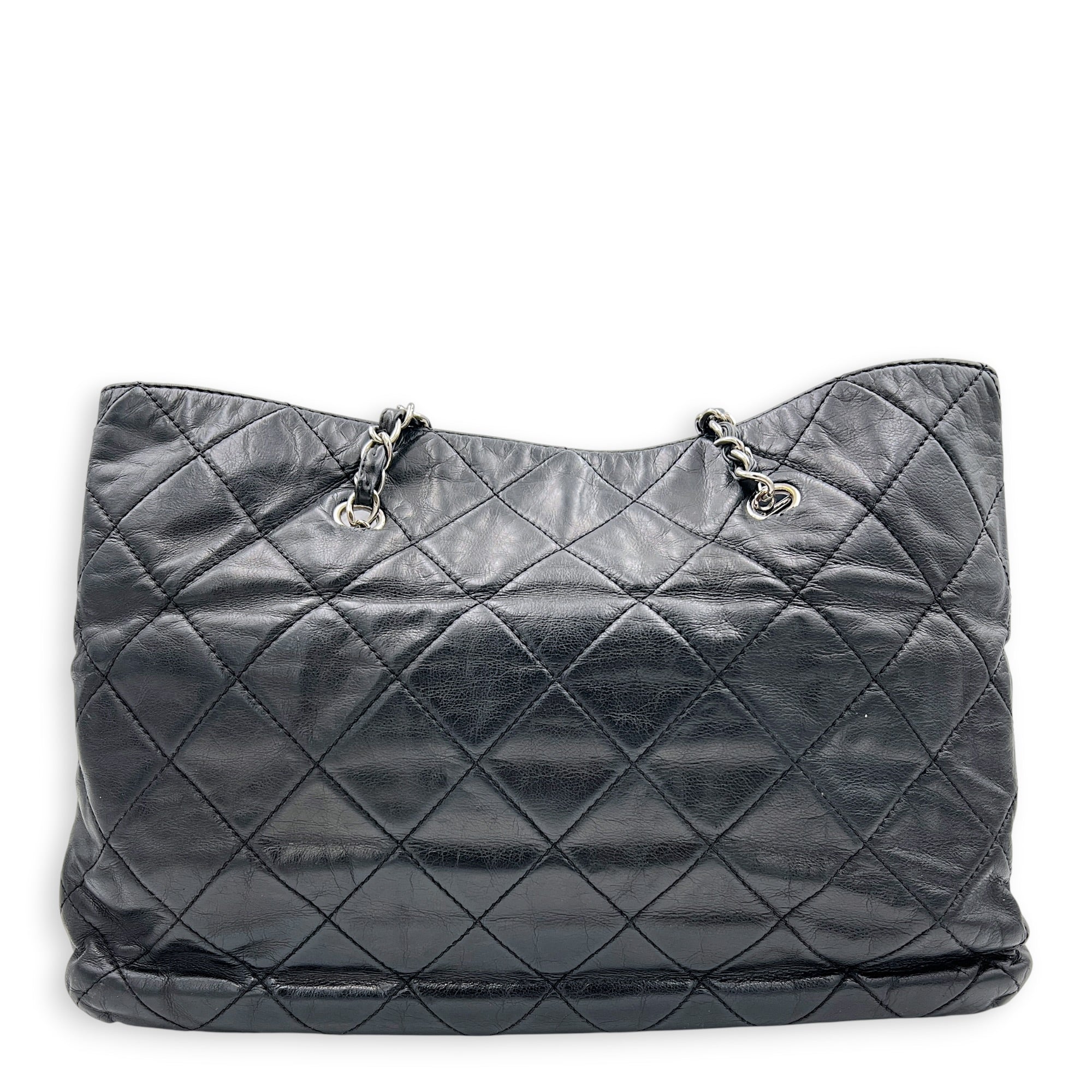 In The Business Black Tote Bag in Calfskin, Silver hardware