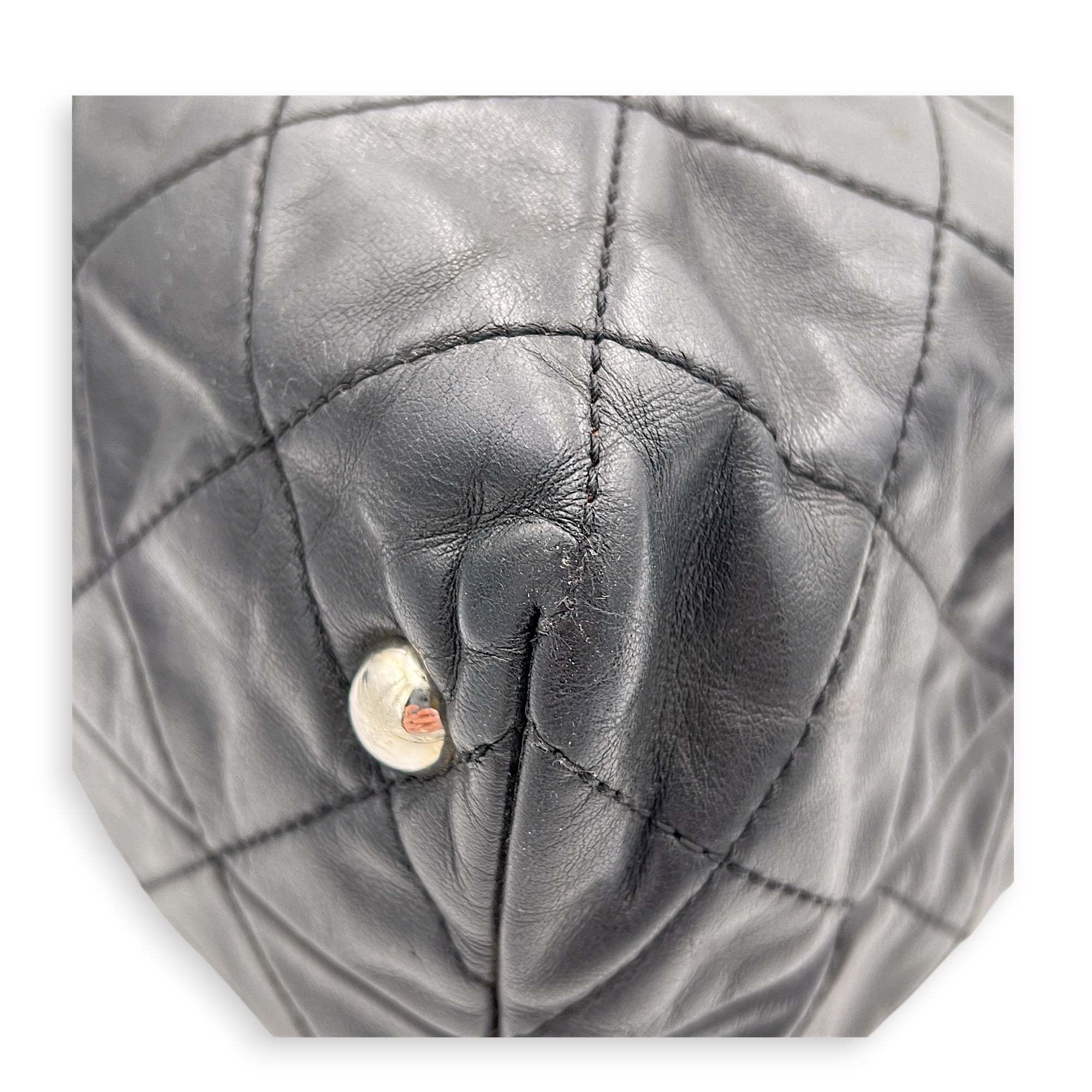 In The Business Black Tote Bag in Calfskin, Silver hardware