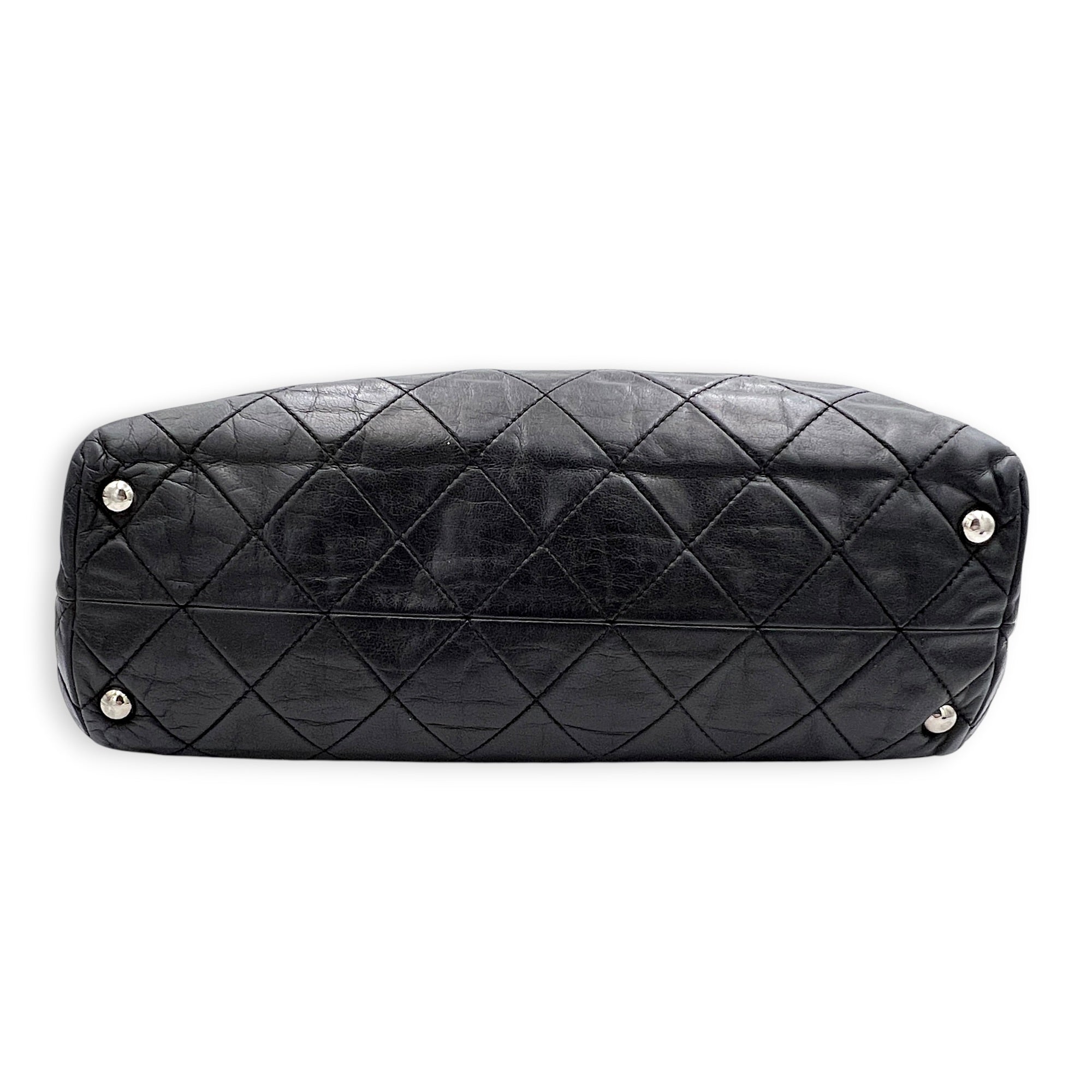 In The Business Black Tote Bag in Calfskin, Silver hardware