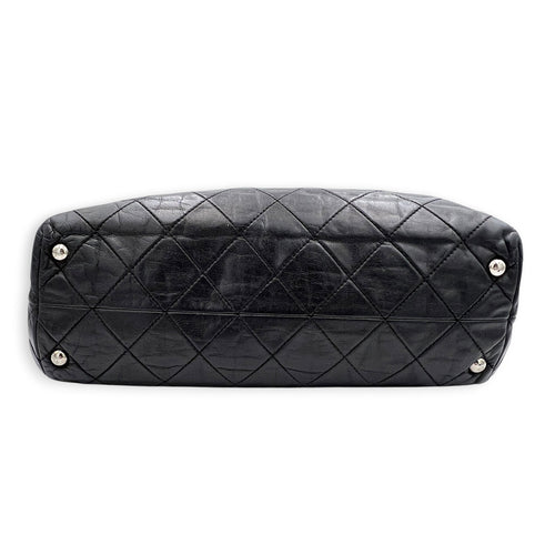 In The Business Black Tote Bag in Calfskin, Silver hardware