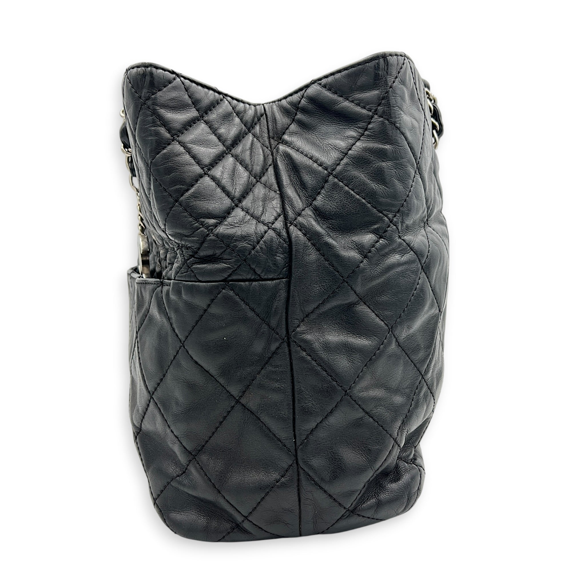 In The Business Black Tote Bag in Calfskin, Silver hardware